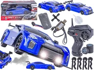 Zabawki zdalnie sterowane - DUŻY Samochód Do Driftu Auto RC Drift 1:16 2,4 GHz PARA DYM 4WD Niebieski Nissan GTR LED - miniaturka - grafika 1