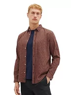 Koszule męskie - TOM TAILOR Męska koszula o regularnym kroju ze wzorem w kratę, 30166-flame Orange Navy Small Check, L - miniaturka - grafika 1