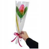 Sztuczne kwiaty - Bukiet tulipan mydlany jak żywy 40 cm różowy flower box elegancki PREZENT - miniaturka - grafika 1
