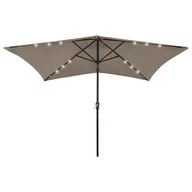 Parasole ogrodowe - vidaXL Parasol z lampkami LED, na stalowym słupku, kolor taupe, 2x3 m 313789 - miniaturka - grafika 1