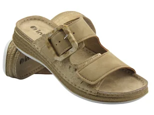 Klapki damskie z regulowanymi paskami beżowe Inblu MK-13 - Klapki i japonki damskie - miniaturka - grafika 1