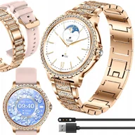 Smartwatch - Smartwatch Damski Z Funkcją Rozmów Ciśnienie Puls Polskie Menu Zegarek Dla Kobiety / Dwa Paski - Jg Smart I70 - miniaturka - grafika 1