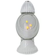 Lampiony i znicze - Znicz szklany Luksor LED 18 x 40 cm biały / czarny - miniaturka - grafika 1