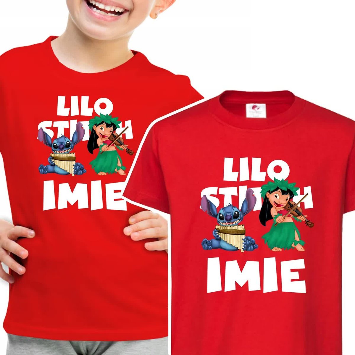 Koszulka Dziecięca 146-152 Lilo Stitch Czerw IMIĘ