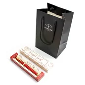 Zestawy piśmiennicze - Zestaw Pióro kulkowe Parker Premium Red GT w pudełku z torebką prezentową - miniaturka - grafika 1