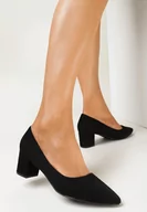 Czółenka - Czarne Czółenka na Słupkowym Obcasie ze Szpiczastym Noskiem Yanika - miniaturka - grafika 1