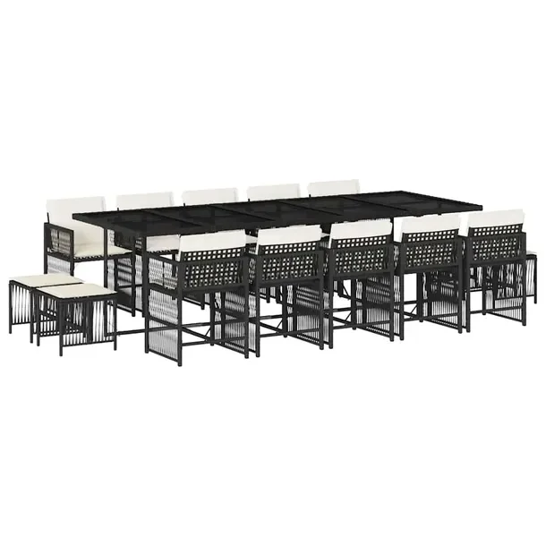 Zestaw mebli ogrodowych czarny rattan PE 275 x 106 x 73 cm