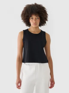 Damski crop top 4F 4FRAW24TSLEF183 - czarny - Koszulki sportowe damskie - miniaturka - grafika 1