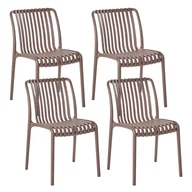 Fotele i krzesła ogrodowe - Beliani Zestaw 4 krzeseł ogrodowych ARICCIA Brązowy - miniaturka - grafika 1