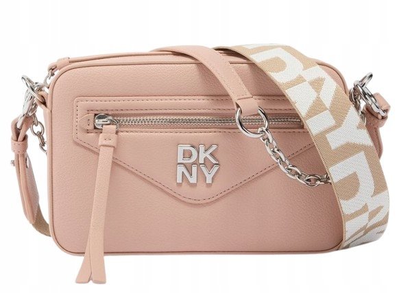 DKNY TOREBKA DAMSKA MAŁA RÓŻOWA SKÓRZANA NA ZAMEK 1TMB