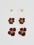 Moda i Uroda OUTLET - Reserved - Zestaw kolczyków - bordowy - miniaturka - grafika 1