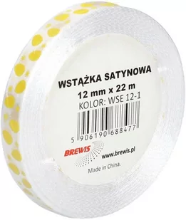 BREWIS Wstążka satynowa 12mm biała wielkanoc Brewis WSE12-1 - Pasmanteria - miniaturka - grafika 1