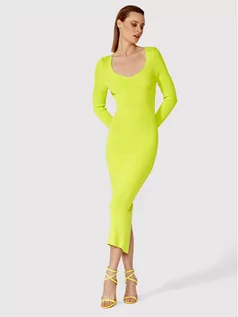 Sukienki - Simple Sukienka dzianinowa SI22-SUD008 Zielony Slim Fit - grafika 1