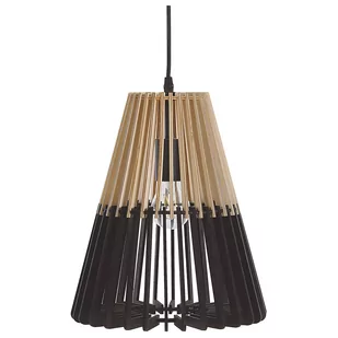 Beliani Lampa wisząca Lampa wisząca bambusowa jasne drewno czarny CAVALLA 229098 - Lampy sufitowe - miniaturka - grafika 1