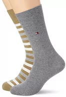 Skarpetki męskie - Tommy Hilfiger Męskie skarpety Duo Stripe Classic, Oliwkowy/szary melanż, 40-42 EU - miniaturka - grafika 1