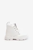 Botki damskie - Ocieplane Lakierowane Botki Dziecięce Big Star MM374142 Białe -35 - miniaturka - grafika 1