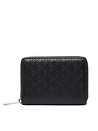 Portfele - Calvin Klein Mały Portfel Męski Emblem Emboss Zip Coin Pouch LV04D1087G Czarny - miniaturka - grafika 1