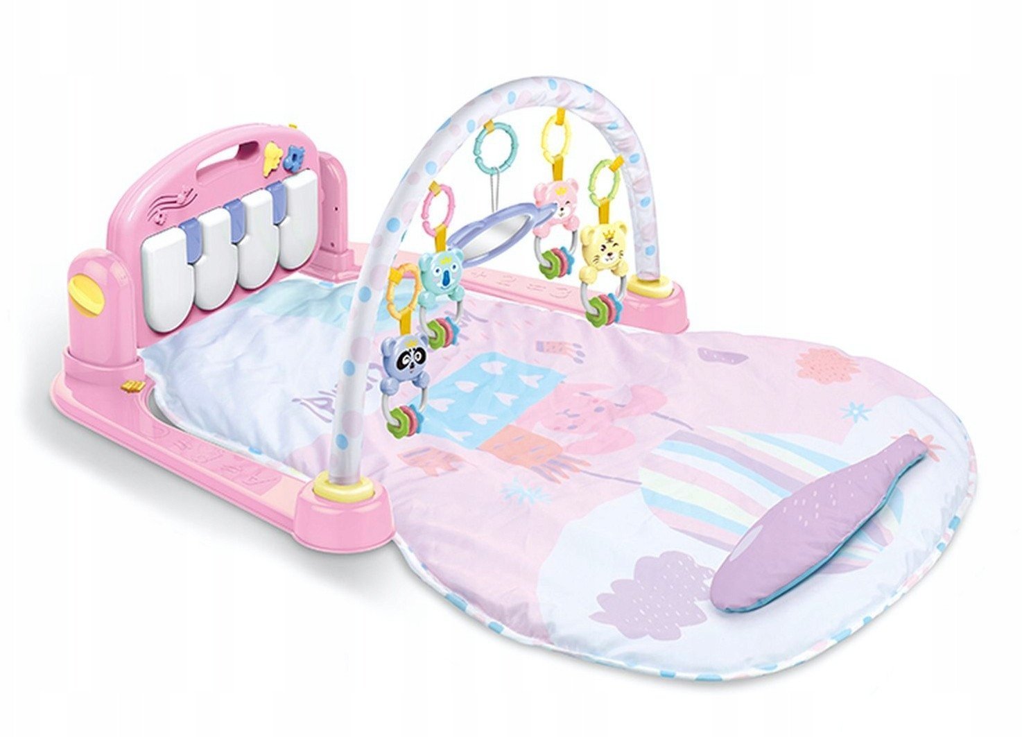 Mata dla niemowlÄ t z zawieszkami i pianinkiem zwierzÄ tka rÃ³Å¼owa