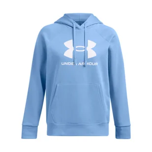 Damska bluza dresowa nierozpinana z kapturem Under Armour UA Rival Fleece Big Logo Hdy - niebieska - Bluzy damskie - miniaturka - grafika 1
