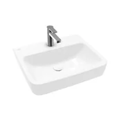 Umywalki - Villeroy & Boch O.novo Umywalka wisząca 55x46 cm z otworem na baterię bez przelewu z powłoką CeramicPlus weiss alpin 4A4156R1 - miniaturka - grafika 1