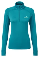 Bluzy sportowe damskie - RONHILL Bluza biegowa damska TECH WINTER 1/2 ZIP marine/acid - miniaturka - grafika 1