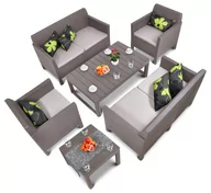 Meble ogrodowe - Zestaw mebli ogrodowych ALLIBERT Orlando Fiesta Lyon II, cappuccino-piaskowy, 6 elementów - miniaturka - grafika 1