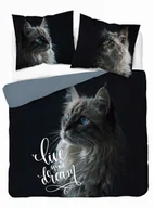 Pościel - Pościel 220x200 czarna szara kot Live your Dream 5296 A Holland Natura 52 - miniaturka - grafika 1