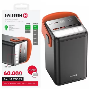 SWISSTEN POWERBANK 65W PD 60000 mAh POWER LINE z latarką LED - Powerbanki - miniaturka - grafika 4