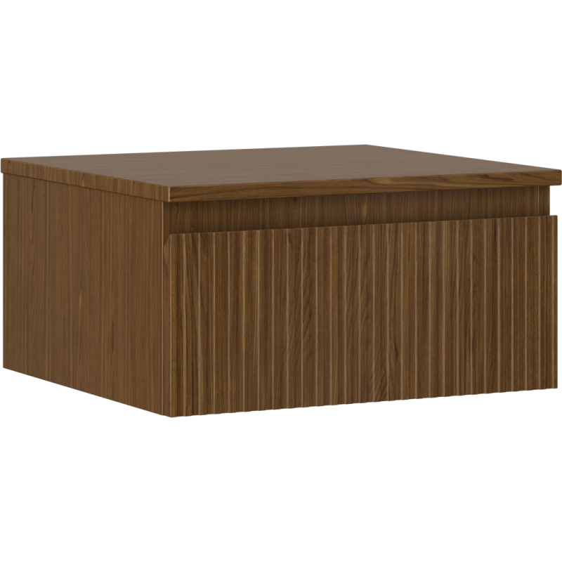 Mexen Rivel szafka łazienkowa podumywalkowa 50 cm z blatem, 1 szuflada, ryflowana , orzech - 91A20-05023-1-BFC86