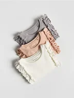 Bluzki dla dziewczynek - Reserved - Koszulka z falbanką 3 pack - złamana biel - miniaturka - grafika 1