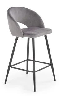 Szary tapicerowany nowoczesny hoker z oparciem T4-P50 - Taborety i hokery - miniaturka - grafika 1