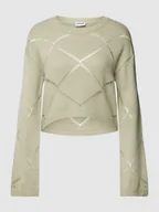 Swetry damskie - Sweter z dzianiny z rozkloszowanymi rękawami model ‘JUNE’ - miniaturka - grafika 1