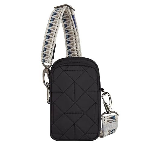 Travelon Unisex's Boho Anti-Theft 2 przegrody na telefon crossbody, czarny, Czarny