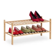 Szafki na buty - relaxdays Bambusowy stojak na buty 2 poziomy z możliwością sztaplowania - miniaturka - grafika 1
