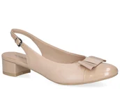 Czółenka - Czółenka damskie skórzane odkryta pięta niski obcas Caprice 29502-37 - miniaturka - grafika 1