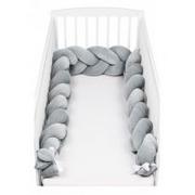 Ochraniacze do łóżeczka - SuperMami Warkocz ochraniacz do łóżeczka welurowy szary 300 cm - miniaturka - grafika 1