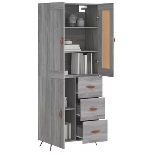 Witrynka szary dąb sonoma 69,5x34x180cm materiał drewnopochodny Lumarko! - Witryny - miniaturka - grafika 4