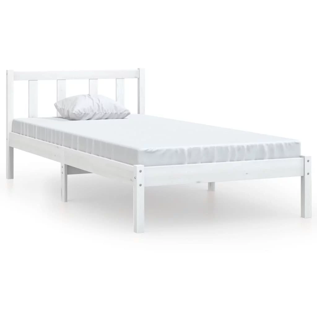 vidaXL Rama łóżka biała lite drewno sosnowe 100 x 200 cm 810073