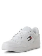 Trampki męskie - Tommy Jeans Męskie tenisówki ze skóry Mężczyźni skóra biały jednolity, 41 - miniaturka - grafika 1