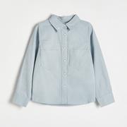 Koszulki dla dziewczynek - Reserved - Bawełniana koszula z haftem - Niebieski - miniaturka - grafika 1