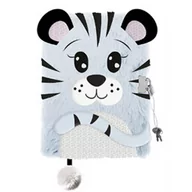Szkolne artykuły papiernicze - Pamiętnik z kłódką 3D włochacz A5 96k Snow Tiger - miniaturka - grafika 1