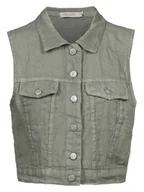 Kamizelki damskie - Herrlicher Lniana kamizelka w kolorze zielonym - miniaturka - grafika 1