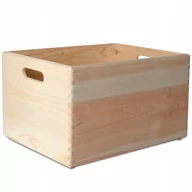 Pudła i pojemniki do przechowywania - Drewniana skrzynka pudełko z uchwytami, 40x30x24 cm, do decoupage dokumentów zabawek narzędzi drobiazgów - miniaturka - grafika 1