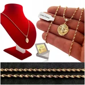 Biżuteria dla dzieci - ZŁOTY ŁAŃCUSZEK MEDALIK MATKA BOSKA 18K PREZENT NA KOMUNIĘ CHRZEST + GRAWER - miniaturka - grafika 1