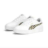 Buty dla dziewczynek - Dziecięce sneakersy Carina 2.0 Holo PUMA White Granola Black Gold Beige - miniaturka - grafika 1