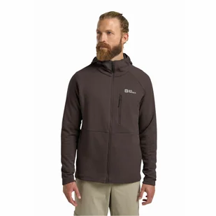 Męska kurtka polarowa Jack Wolfskin KOLBENBERG HOODED FZ M peat - S - Kurtki męskie - miniaturka - grafika 1