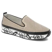 Półbuty damskie - Beżowe Półbuty S.Barski Wygodne Buty Na Platformie - miniaturka - grafika 1