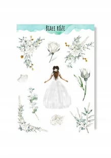 Naklejki Ślubne Białe Róże Wesele Ślub Delikatne - Scrapbooking - miniaturka - grafika 1