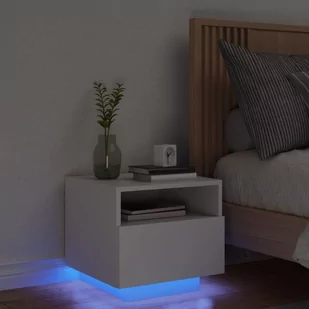 ﻿Szafka nocna z podświetleniem LED, biała, 40x39x37 cm - Szafy i szafki dla dzieci - miniaturka - grafika 1