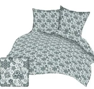 Pościel - Karo Pościel z kory 200x220 wzór 187 biała szare kwiatki na guziki 100% bawełna gruba - miniaturka - grafika 1